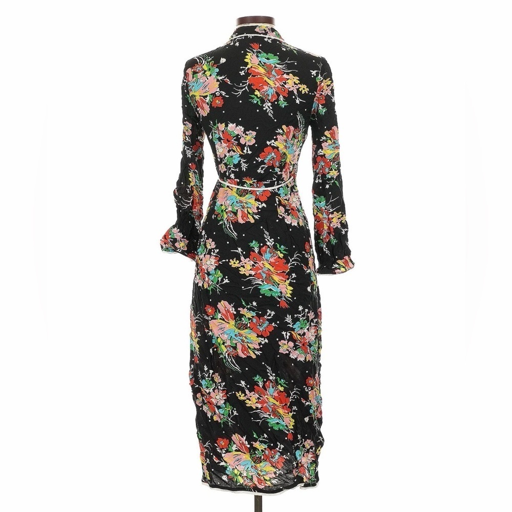 Rixo London Cindy Floral Printed Crepe Wrap Midi Dress Small - Picture 3 of 9